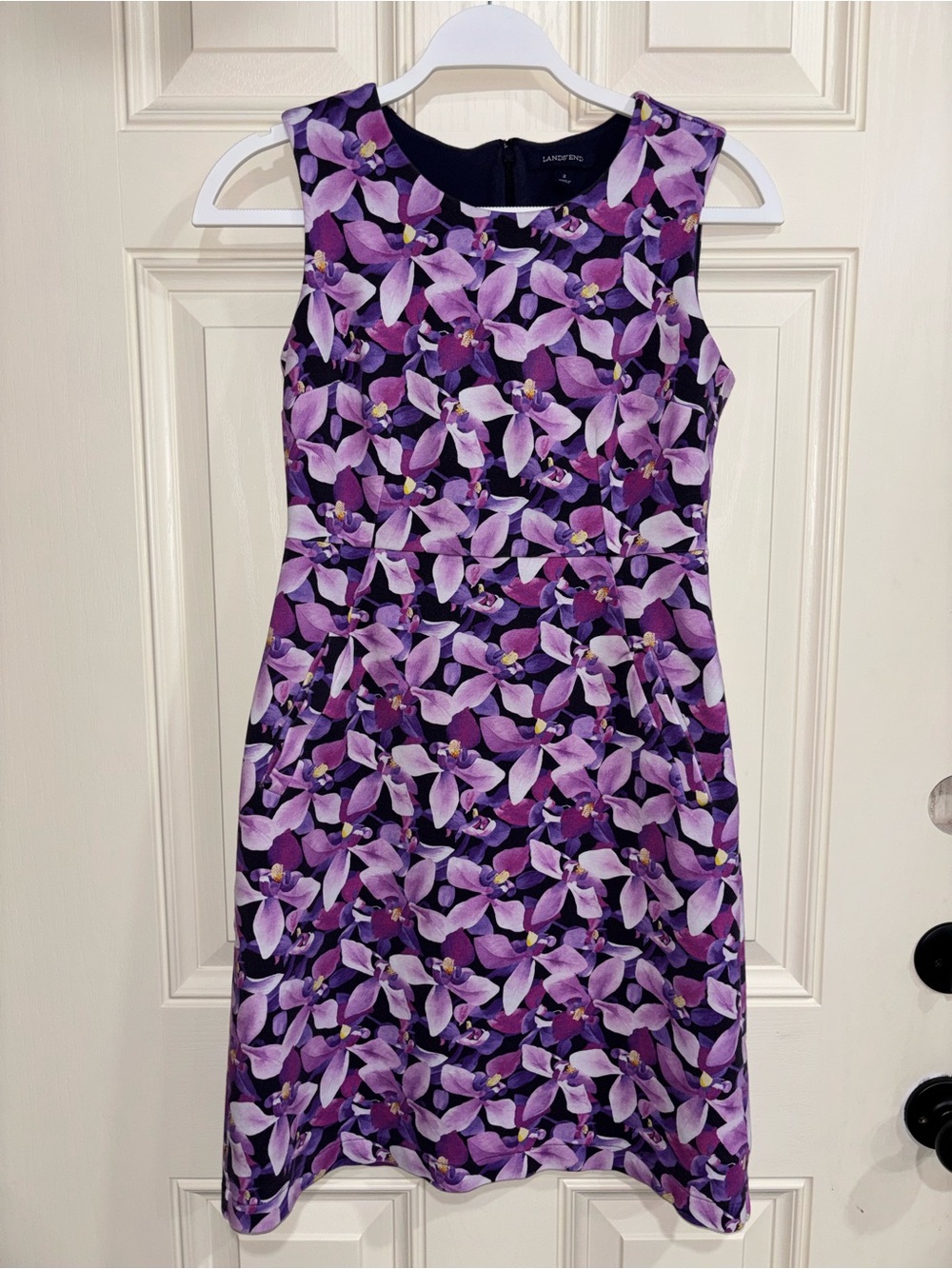 Lands' End Purple Floral Sleeveless Shift Dress
